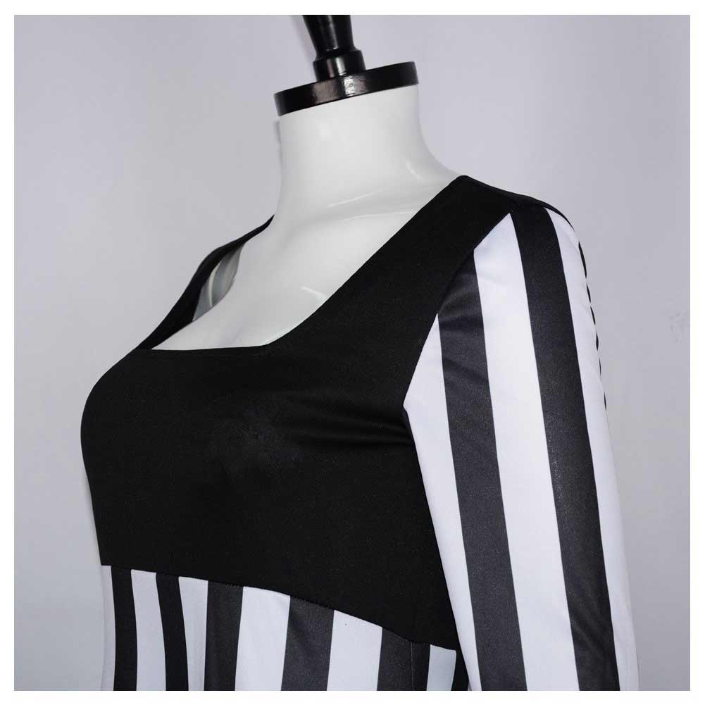 Free Shipping For_he Mask Movie Tina Carlyle Women Black Striped Dress Party Carnival Halloween Cosplay Costume