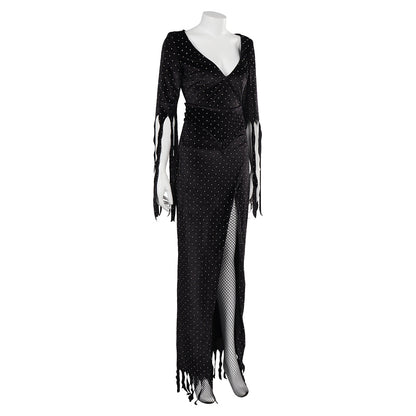 Free Shipping For_he Vampira Show TV Vampira Women Black Dress Party Carnival Halloween Cosplay Costume