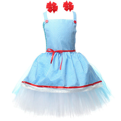 Free Shipping For_he Wizard of Oz Movie Dorothy Gale Kids Children Blue Dress Party Carnival Halloween Cosplay Costume