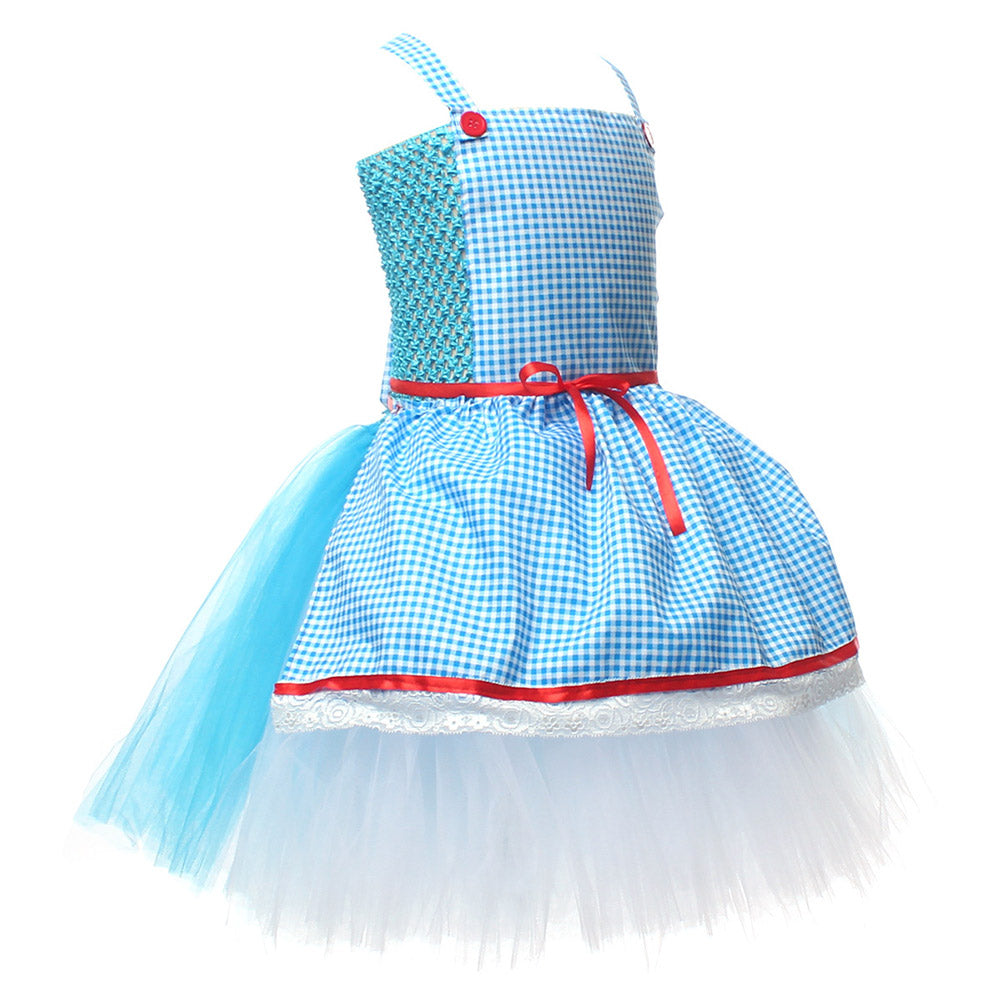 Free Shipping For_he Wizard of Oz Movie Dorothy Gale Kids Children Blue Dress Party Carnival Halloween Cosplay Costume