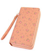 Pink Floral Daisy Double Zipper Wallet Clutch Organizer