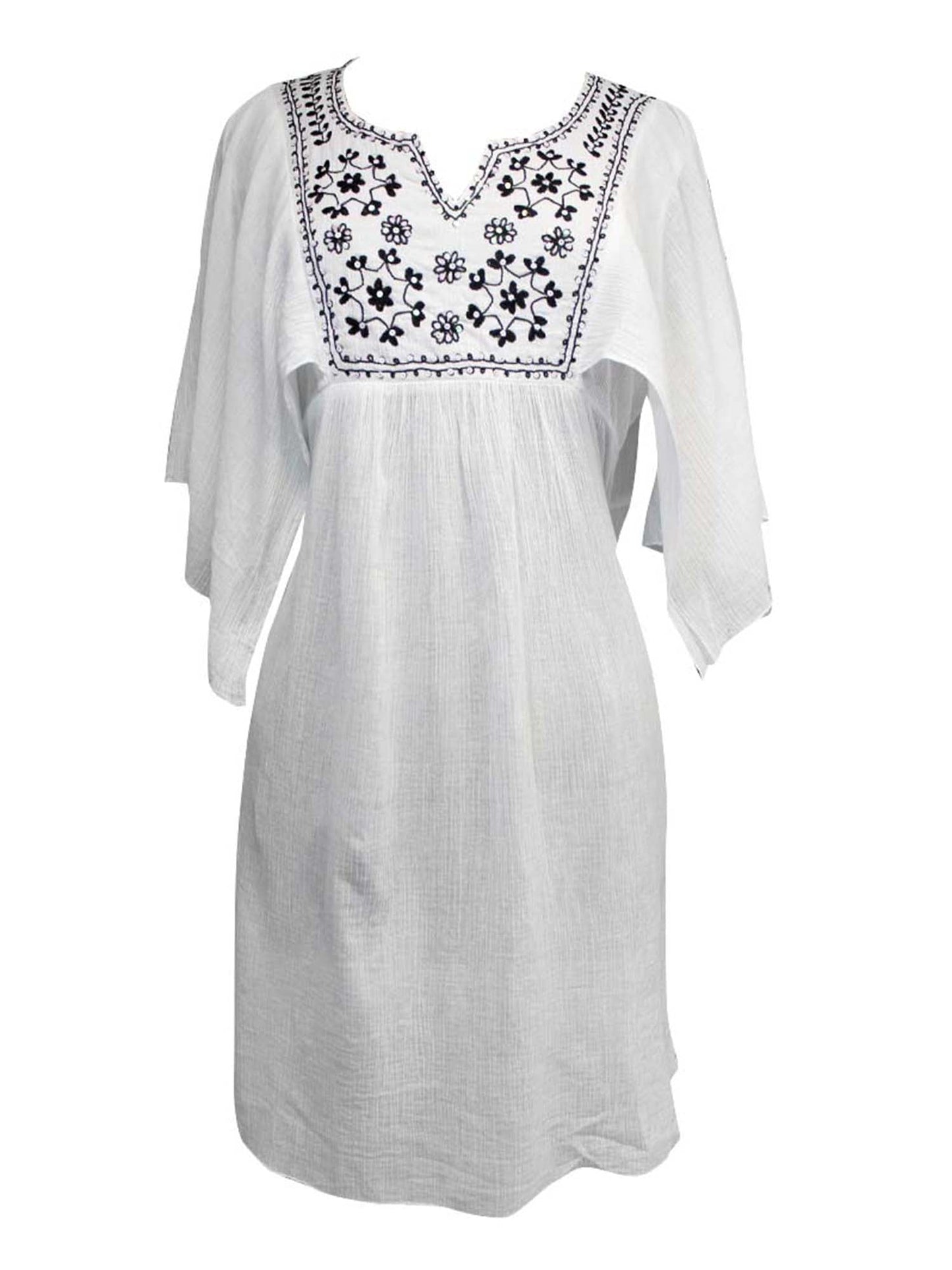 White Cotton Embroidered Beach Cover Up Dress