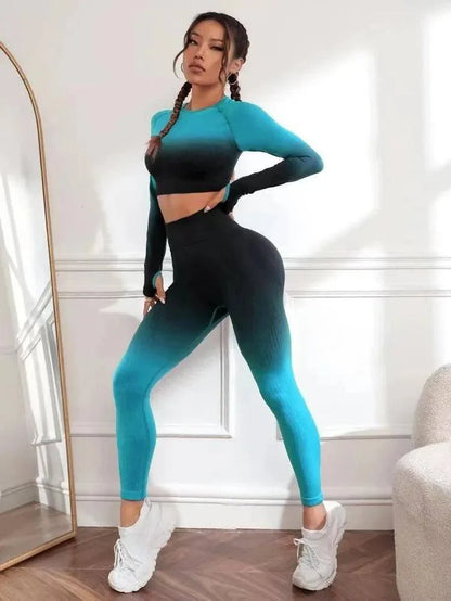 Free Shipping For Women Yoga 2 Pieces Workout Outfits Seamless High Waist