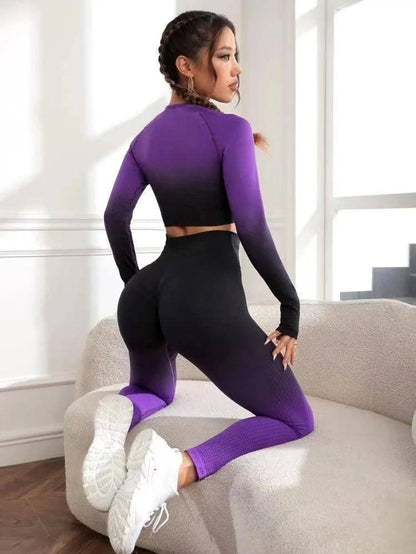 Free Shipping For Women Yoga 2 Pieces Workout Outfits Seamless High Waist