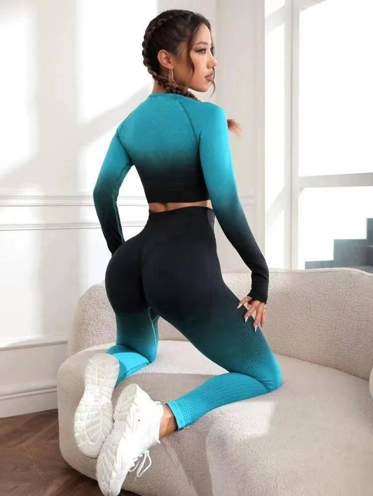 Free Shipping For Women Yoga 2 Pieces Workout Outfits Seamless High Waist