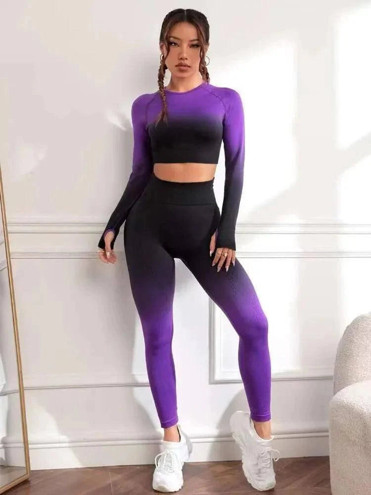 Free Shipping For Women Yoga 2 Pieces Workout Outfits Seamless High Waist