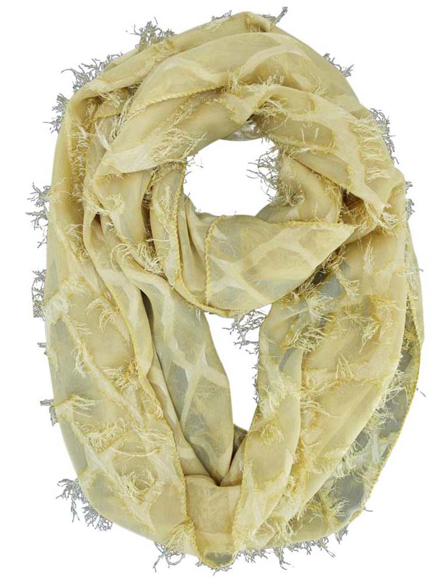 Wispy Frayed Sheer Infinity Scarf